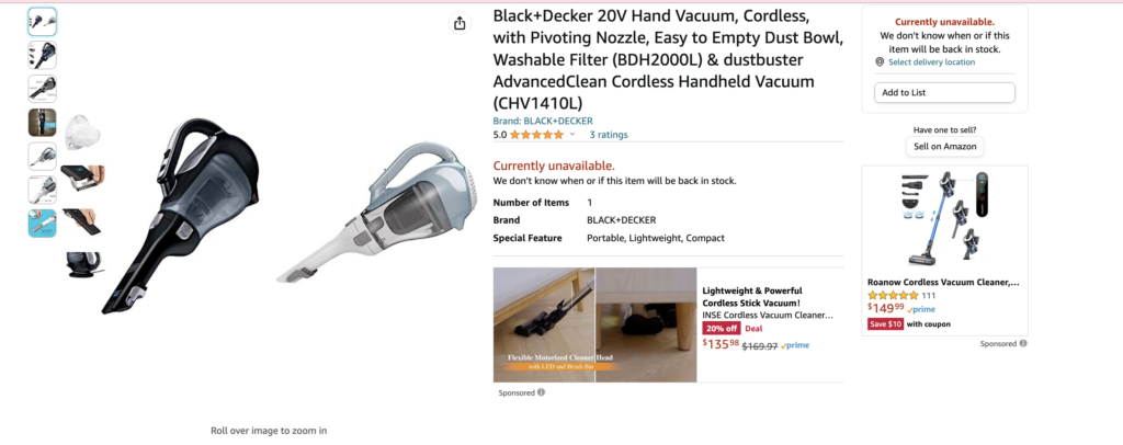 BLACK+DECKER dustbuster Handheld Vacuum, Cordless, Black (BDH2000L) 20V  Hand Vacuum NEW 