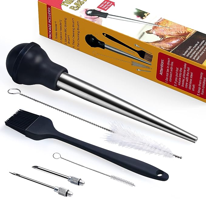 Zulay Kitchen Turkey Baster with Cleaning Brush - Black