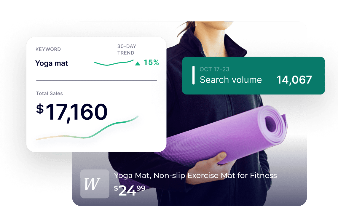 Jungle Scout product interface and search volume insights